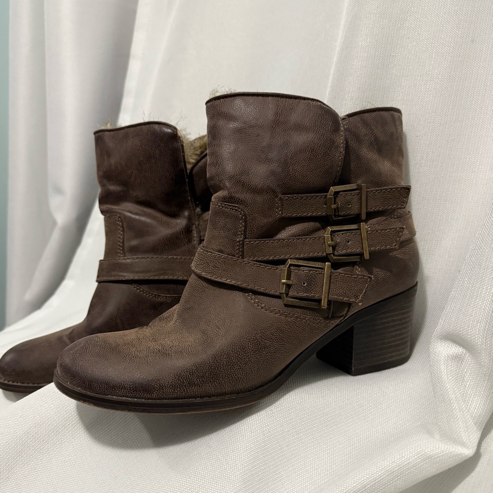 Fergalicious Brown Ankle Boots with Faux Fur
